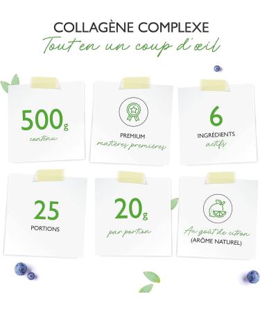 Collagen Complex - 500 g - Joint Powder with Collagen Hydrolysate Peptide L-Proline MSM Hyaluronic Acid Glucosamine & Vitamin C - High Dosed - With Lemon Flavor - Buy Online on GoSupps.com