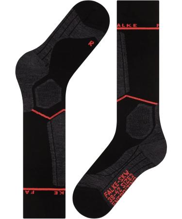 FALKE Women's Ski Socks SK Energizing Wool with Compression - Black-Neon Red (3178) - Size 39-42 Calf W2 - International Shipping Available - Buy Online on GoSupps.com