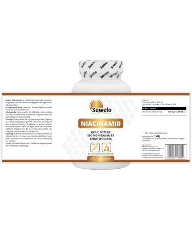 Buy Sowelo Niacinamide 500mg - High Dose Vitamin B3 for Energy | 120 Tablets | No Additives | International Shipping - Buy Online on GoSupps.com