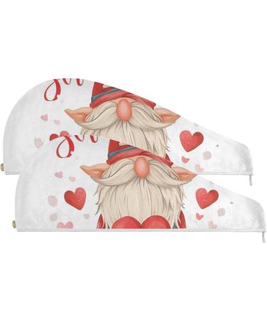 Valentine Love Dwarf Hair Towel 2 Pack | Super Absorbent Quick Dry Hair Turbans for Women & Girls - Buy Online on GoSupps.com