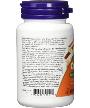 Now Foods OralBiotic Blis K12 Lozenges - Promotes Healthy Oral Bacteria - 60 Count - Buy Online on GoSupps.com