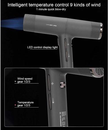 Hair Dryer Professional Portable Fast Drying Low Noise Hairdryer Home Hair Blow Dryer Hair Salon Tool for Home Travel & Salon Black(#2) - Buy Online on GoSupps.com