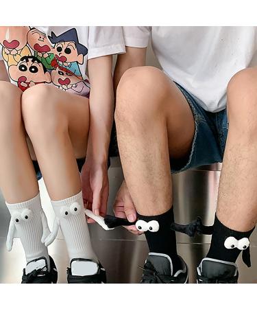 Innovative INHLUGLK Couple Holding Hands Socks - Magnetic Suction 3D Doll Design | Friendship Magnet Unisex Socks | White 3 Pair - Buy Online on GoSupps.com