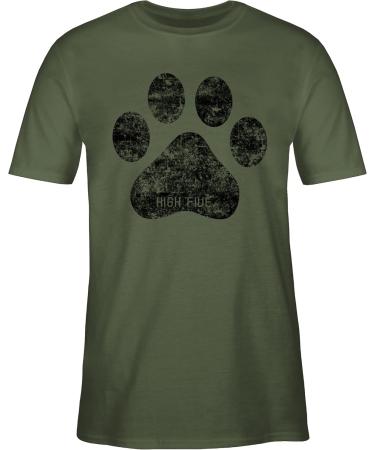 Shirtracer Men's T-Shirt - High Five Dog Paw - Perfect Gift for Dog Owners - Army Green S - Buy Online on GoSupps.com