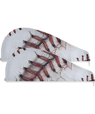 Super Absorbent Baseball Pattern Hair Towels - 2 Pack Quick Dry Hair Turbans for Women & Girls - Buy Online on GoSupps.com