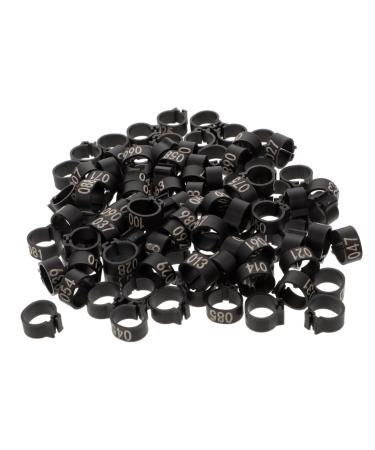 100 pcs Band Identification Quail Anklet Baby Bands to Pigeons Colorful Chicken Xuan Bird Dove 1.3X1.3CM Black