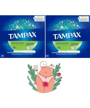 Cardboard Applicator Bundle with Tampax Blue Box 40 Tampons Bundle (2 Packs of 20) | Leak Protection | Super Absorbent | Fragrance-Free | with Oerich Mini Nail Files - Buy Online on GoSupps.com