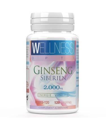 WELLNESS OPTI Siberian Ginseng - 120 Tablets - Natural Energizer for Two Months Use - Daily Dose 2000 mg - Support Your Daily Activity and Mental Performance