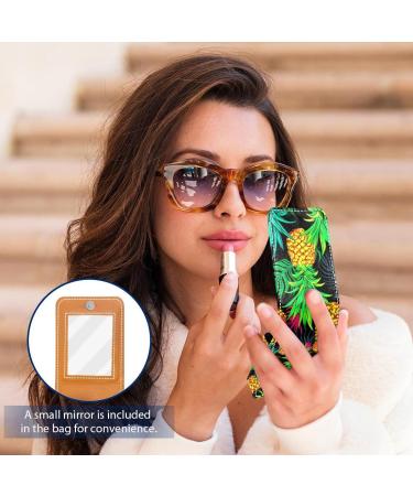Buy Colorful Pineapple Leather Lipstick Case | Mini Lip Gloss Organizer with Mirror - International Shipping Available - Buy Online on GoSupps.com