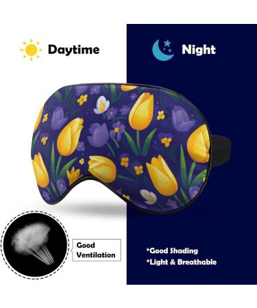 Colorful Tulip Pattern Sleep Mask - Adjustable Light-Blocking Eye Cover for Men Women & Kids - Buy Online on GoSupps.com