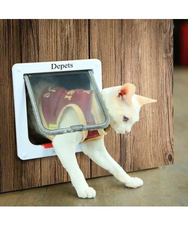Depets Medium Cat Flap Door with 4 Way Lock - Weather-Resistant Magnetic Pet Door Kit (7.5 x 7.8) - White Cat Door for Cats & Dogs - Buy Online on GoSupps.com