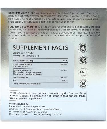 Nature Aurora High-Potency 1000mg Nicotinamide Riboside with Resveratrol PQQ & Quercetin Liquid Supplement Berry Flavor Drink Mix Boosts Cellular Energy Focus & Anti-Aging 30 Packets - Buy Online on GoSupps.com