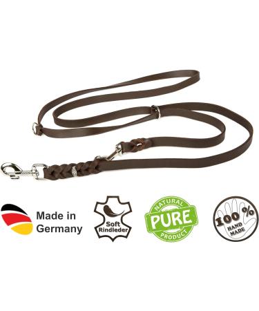 COPCOPET Fat Leather Dog Leash | 3-Way Adjustable | Handmade in Germany | 2.40m x 15mm | Soft Leather & Chrome Fittings | Durable Braided Leash for Dogs - Buy Online on GoSupps.com