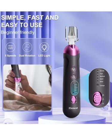 Eletorot 8-in-1 Cordless Electric Manicure and Pedicure Set for Feet - Rechargeable Nail Drill with LED Light - Electric Toenail File for Thick Nails - Gray - Buy Online on GoSupps.com