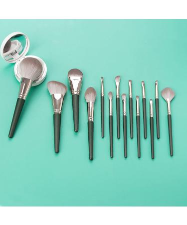 Makeup Brushes 14Pcs/Set Fan Brush Soft Fine Bristle Easy to Clean Safe Reused Professional Beauty Accessory Lightweight Green Tube Fan Makeup - Buy Online on GoSupps.com