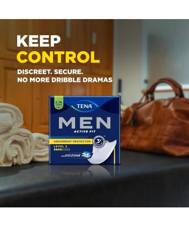 TENA Men Absorbent Protector Incontinence Pads Level 2 - 60 Count | Cup-Shaped for Medium Bladder Weakness | Urine Leakage Solution for Men - Buy Online on GoSupps.com