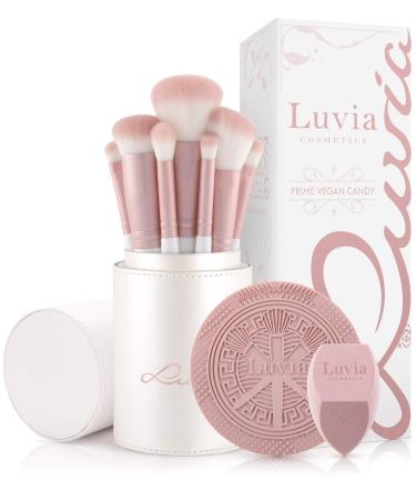 Make-up brushset Luvia Prime Vegan Pro-Candy 7 make-up brush including brush storage blender sponge & cleaning mat for cosmetic brushes in Perlmutt & Perl-Rosa Single - Buy Online on GoSupps.com
