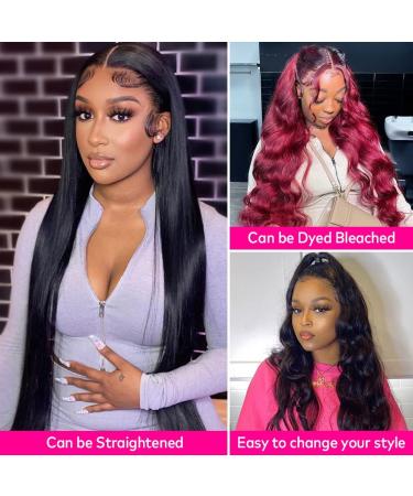 Larhali 13x6 HD Transparent Lace Front Wig Brazilian Body Wave Human Hair 28 inch - 180% Density Pre Plucked for Black Women - Buy Online on GoSupps.com