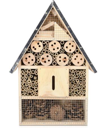 Navaris XL Wooden Insect Hotel - Natural Wood Garden Shelter for Bees, Butterflies, Ladybugs - 23 x 40 x 7 cm - Buy Online on GoSupps.com