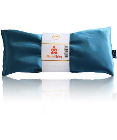 Blissful Being Lavender Eye Pillow | Hot or Cold Weighted Satin Eye Mask Perfect for Sleeping, Yoga, Meditation | Gifts for Women, Birthday, Teachers | Natural Herbal Relaxation | Made in USA (Aqua)