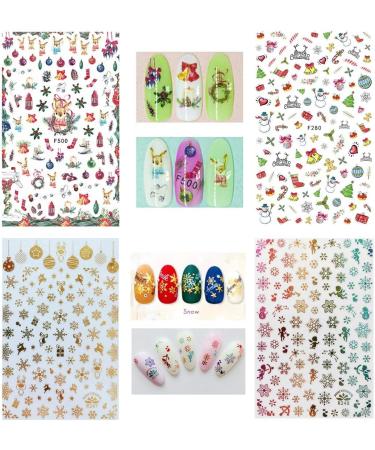 12 Sheets Christmas Nail Art Stickers Kalolary 3D Self-Adhesive Nail Stickers Decals Nail Art Tips Stencil for Women Girls Nail Art Design - Buy Online on GoSupps.com