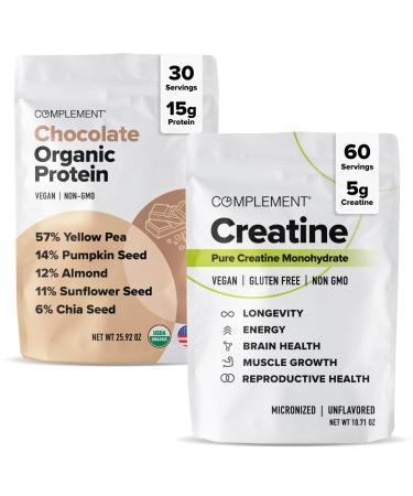 Complement Chocolate Protein & Creatine Bundle Plant-Based Protein Powder and Creatine Monohydrate for Enhanced Muscle Performance