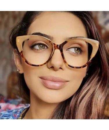 SERONI TR90 Cat Eye Blue Light Blocking Glasses for Men & Women | UV Protection Computer Reading Glasses - Black-Leopard 53mm - Buy Online on GoSupps.com