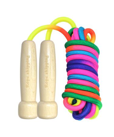 Springs rope children 250cm adjustable rope jumping children with wooden handle skipping rope kids for boys and girls fitness game and bone development