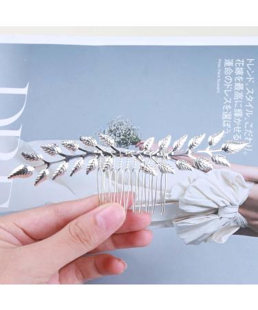 Dervivea Boho Leaf Hair Comb Barrette Leaves Branch Hair Piece Comb Wedding Bridal Headpiece Vintage Metal Greek Goddess Hair Comb Decorative Hair Accessories for Women and Girls Headdress (Silver) - Buy Online on GoSupps.com