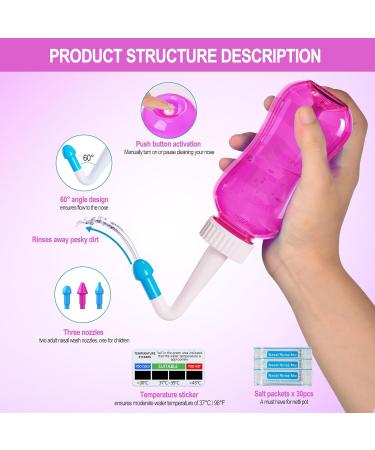 Goard Nasal Shower Set for Adults & Children | BPA-Free 300ml Nasal Douche | Relieve Clogged Nose with 30 Packs of Rinsing Salt & Thermometer | Gentle Breathing Solution - Buy Online on GoSupps.com