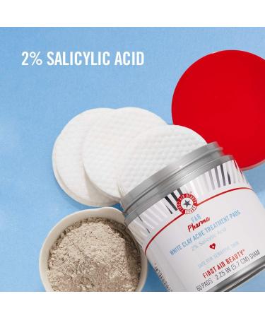 Buy First Aid Beauty FAB Pharma White Clay Acne Treatment Pads - 2% Salicylic Acid for Effective Acne Care | International Shipping Available - Buy Online on GoSupps.com