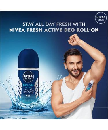 NIVEA FRESH ACTIVE ROLL-ON FREE ALCOHOL ANTIPERSPIRANT DEODORANT 48 HOURS PROTECTION 1.7 OZ (Pack of 6) 3 1.69 Fl Oz (Pack of 6) Fresh - Buy Online on GoSupps.com