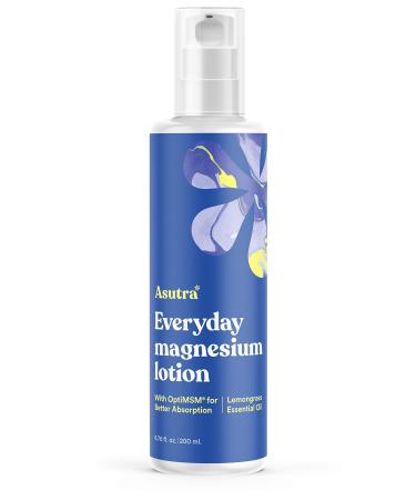 ASUTRA Everyday Magnesium Lotion with OptiMSM, 6.76 Fl Oz | Rapid Absorption | Supports Healthy Joints and Muscles | Vitamins A and E, shea butter for soft, smooth skin | Lemongrass essential oil provides a light, lemony s…