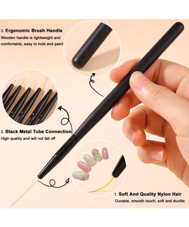 6Pcs Nail Art Brushes for Fine Lines & Details - Gel Polish Painting Brushes Set for Long & Thin Designs - Nail Art Liner Brushes Kit (7/9/11/15/18/25mm) - Buy Online on GoSupps.com