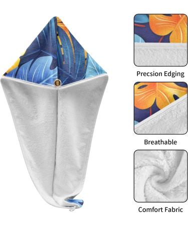 Rainbow Leaves Hair Towel 2 Pack - Super Absorbent Quick Dry Hair Turbans for Women & Girls - Buy Online on GoSupps.com