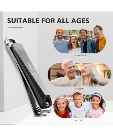 Baluca Upgraded Curved Nail Clipper - Professional Stainless Steel Toenail & Fingernail Cutter for Seniors | Ideal for Thick Nails - Greyish Black - Buy Online on GoSupps.com
