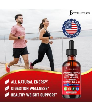 Cayenne Pepper Supplement Liquid Drops + Hawthorn Berry Vitamin D3 K2 Beet Root Powder Ceylon Cinnamon Turmeric Curcumin Organic Panax Ginseng - 4oz 2 Fl Oz (Pack of 2) - Buy Online on GoSupps.com