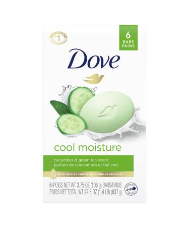Dove Skin Care Beauty Bar For Softer Skin Cucumber And Green Tea More Moisturizing Than Bar Soap 3.75 oz 6 Bars