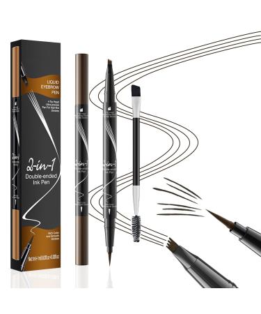 MisFun Long-Lasting Eyebrow Pencil 3D Waterproof Magic Eyebrow Pencil with 4 Fork Tips Microblading Eyebrow Pen Eyebrow Pencil to Create Natural Eyebrow (Dark Brown)