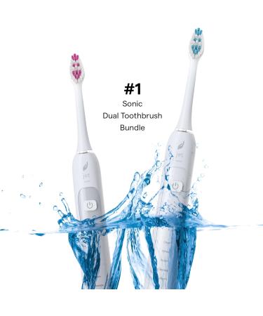 Acteh Sonic Electric Toothbrush Dual Set 5 Modes Smart Timer Long Lasting Battery 2 White Toothbrush Handles for Optimal Oral Care - Buy Online on GoSupps.com