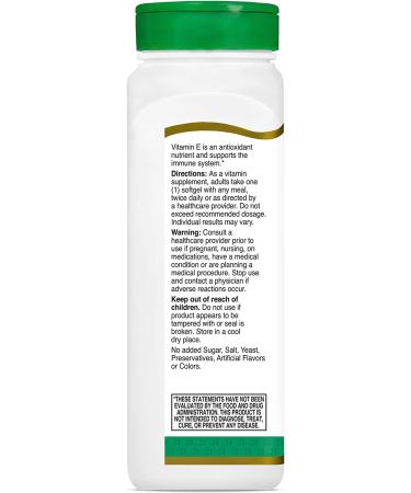 21st Century Vitamin E 180 mg (400 IU) - 250 Softgels | Antioxidant Support - Buy Online on GoSupps.com