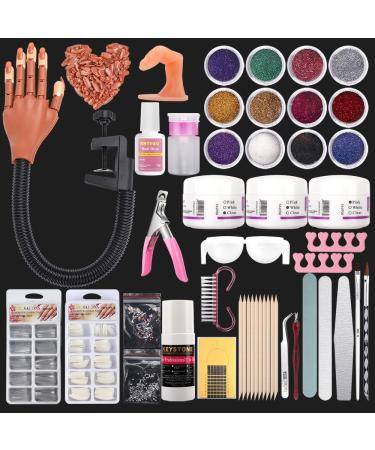 Practice Hand for Acrylic Nails, Flexible Movable Nail Practice Hands,  100PCS Nail Tips Never Fall Off Finger Never Break Nail Hand Practice,  Silicone Acrylic Practice Hand Fake Hand for Nail Practice Practice