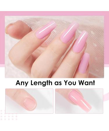 DMQ Builder Gel for Nails 2Pc Poly Gel Nail Kit - Clear Nude Pink Extension Set with Forms, Brush, Cuticle Remover - DIY At Home Manicure - Buy Online on GoSupps.com