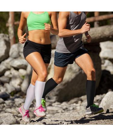 Opopark 3 Pairs Compression Socks for Women & Men Medical Circulation 20-30 mmhg Flight Socks Knee High Compression Stockings for Athletic Nurse Running Travel XXL Multicolour - Buy Online on GoSupps.com
