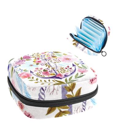 Women's bonds Storage bags Stillpad Halter ship anchor watercolor floral pink portable period kit pocket feminine product bag for women girls color1