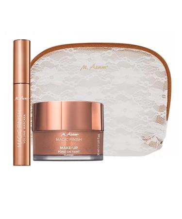 M. Asam MAGIC FINISH Gift Set With XXL Make Up Mousse (1.69 Fl Oz) 4in1 Primer Foundation Concealer & Powder + Mascara (0.33 Fl Oz) For XXL Volume & Intense Color With Exclusive Make Up Bag (1pc.)