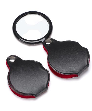10X Small Magnifying Glass, TEOYALL 2 PCS Mini Pocket Magnifier Folding Magnify Glass with Rotating Protective Holster