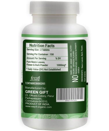 WAY 4 ORGANIC W4O Neem Triple Complex - High-Potency Azadirachta Indica Tablets Neem Leaves Bark Flowers in Ratio (80:10:10) - 300 Tablets 150 Serving 1000 Mg (Pack of 2) - Buy Online on GoSupps.com