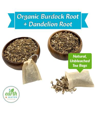 Earth & Water Co. Burdock Root + Dandelion Root Cut & Sifted Dried | Organic & Kosher Tea Bags - Buy Online on GoSupps.com
