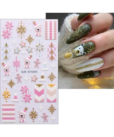 3D Christmas Nail Stickers 4 Sheets 5D Self-Adhesive Embossed Nail Decal Snowflake Tree Nail Art Decoration Design Supplies - Buy Online on GoSupps.com
